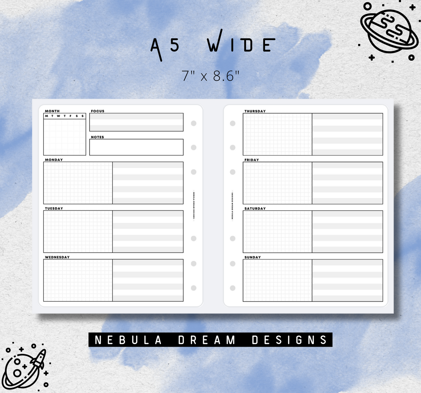 ✦NEW✦ Minimal Inserts - Week On 2 Pages w/ Focus + Notes