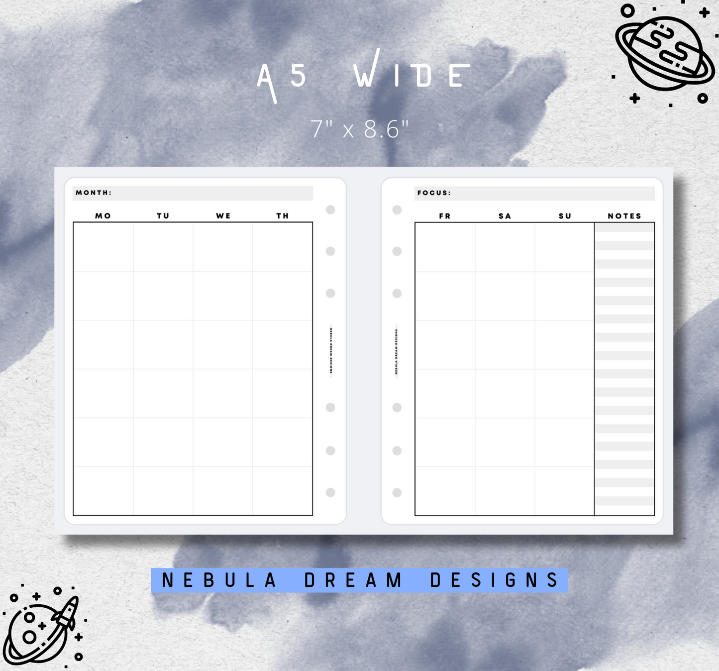 ✦NEW✦ Minimal Inserts - Month On 2 Pages w/ Focus