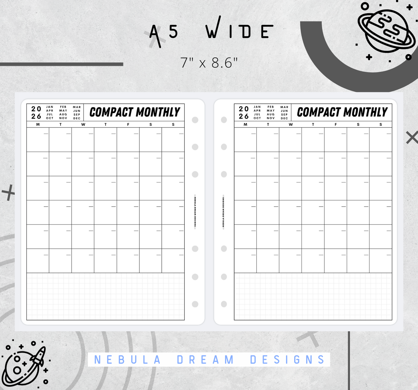 Nylo Inserts - Compact Monthly w/ Small Grid