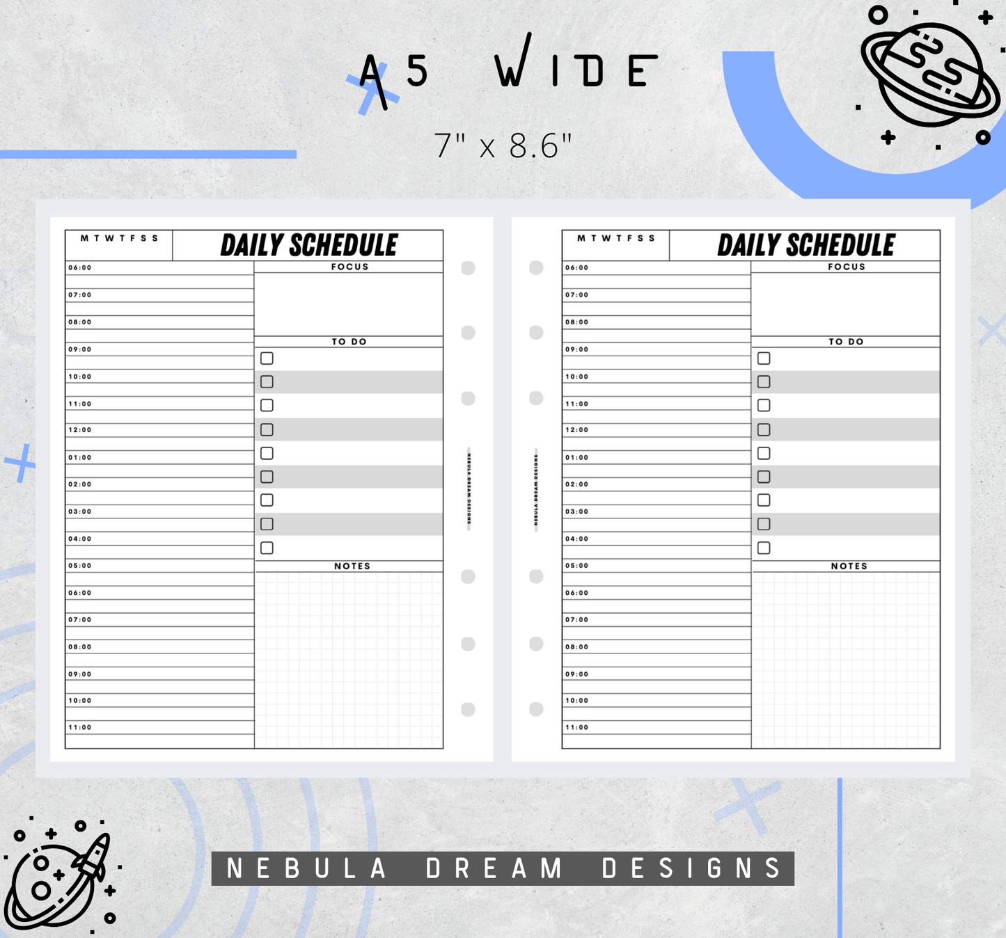 Nylo Inserts - Daily Schedule w/ Focus, To Do, Notes