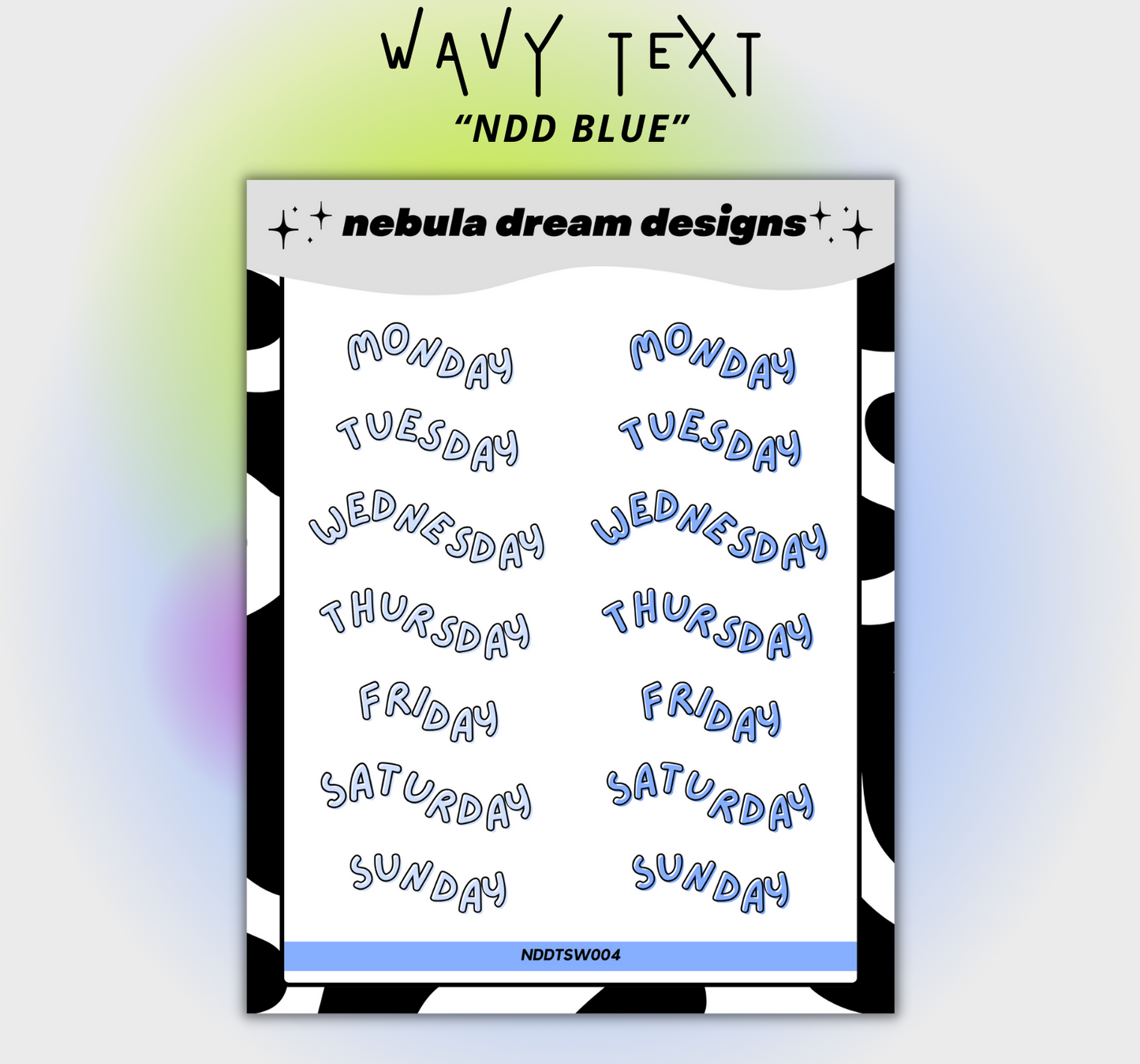 Wavy Text Stickers - Week Days