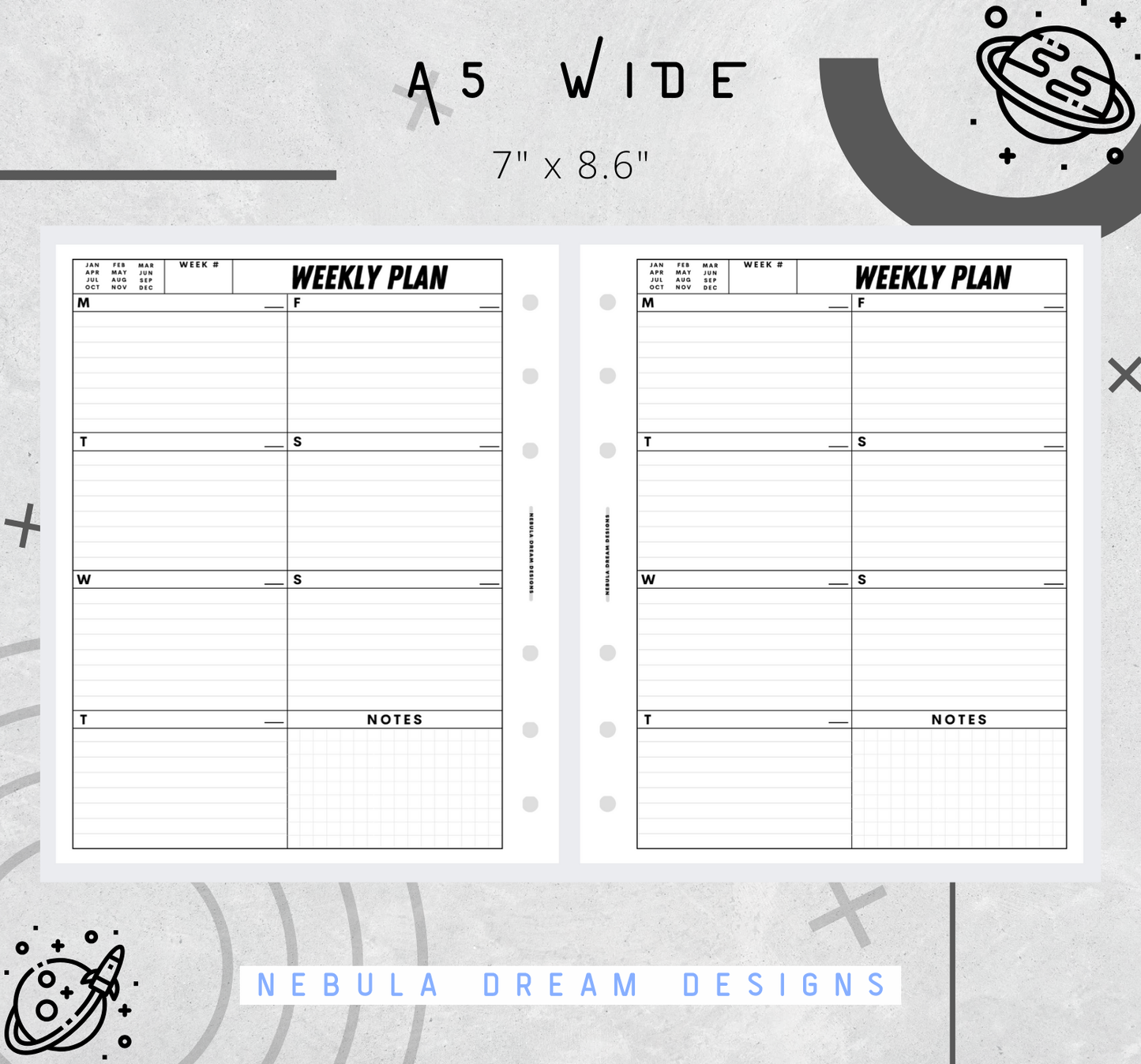 Nylo Inserts - Weekly Plan w/ Notes