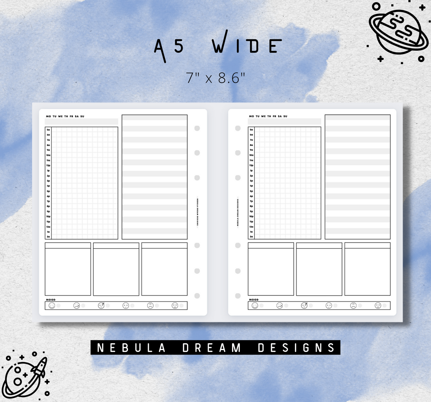 Minimal Inserts - Daily Schedule w/ Mood Log