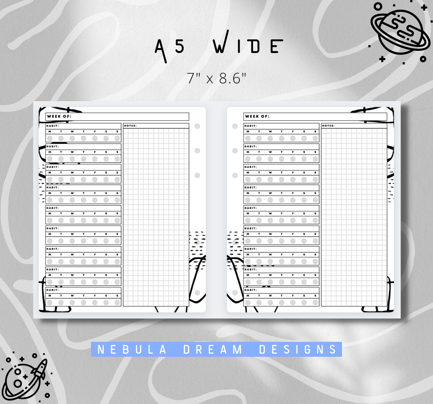 Lecia Inserts - Habit Tracker w/ Grid Notes