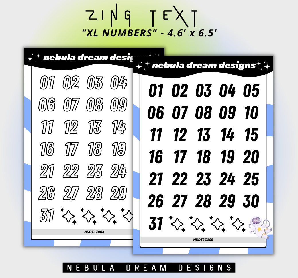 Zing Text Stickers - XL Number