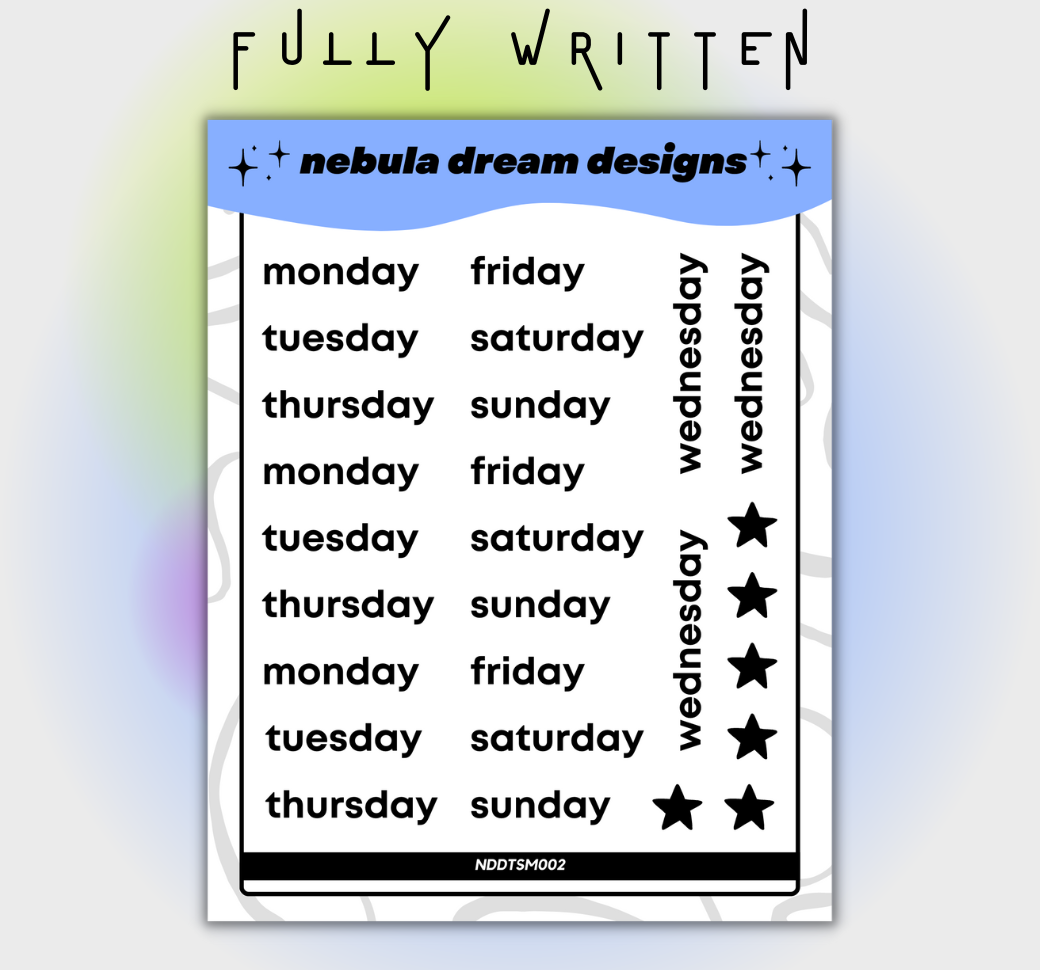 Mont Text Stickers - Week Days