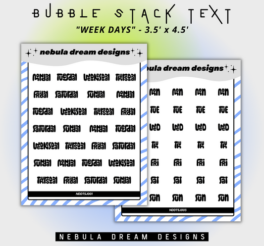 ✦NEW✦ Bubble Stack Text Stickers - Week Days