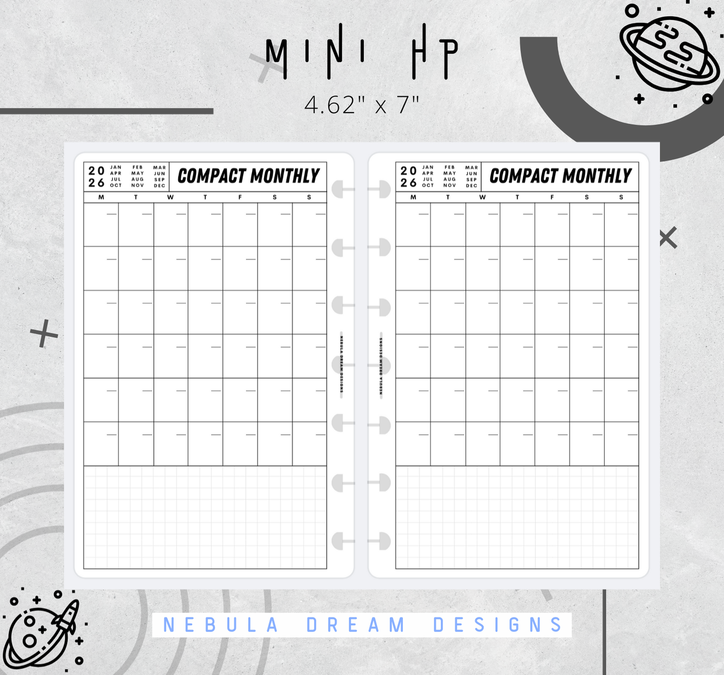 Nylo Inserts - Compact Monthly w/ Small Grid