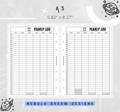 Nylo Inserts - Yearly Log