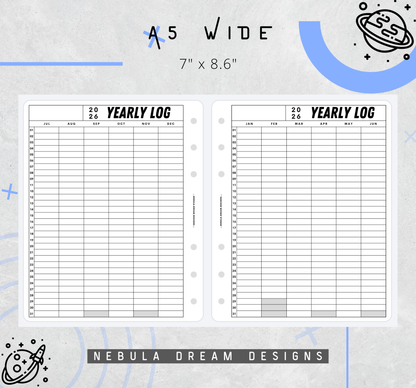 Nylo Inserts - Yearly Log