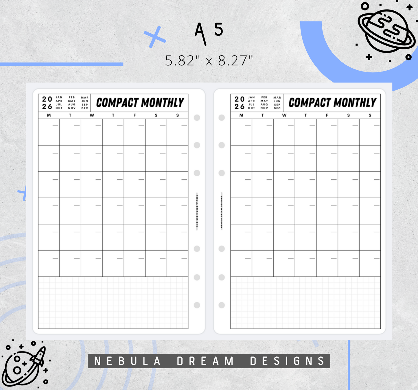 Nylo Inserts - Compact Monthly w/ Small Grid