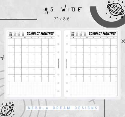 Nylo Inserts - Compact Monthly w/ Small Grid