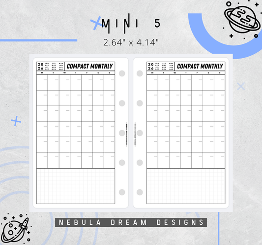 Nylo Inserts - Compact Monthly w/ Small Grid