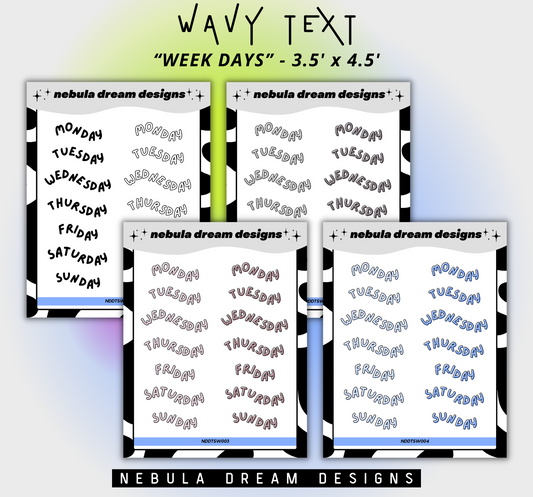 Wavy Text Stickers - Week Days