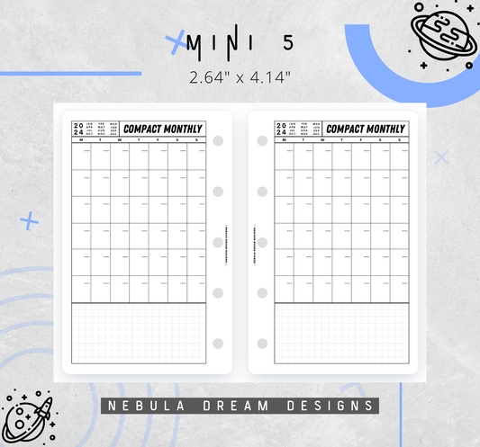 Nylo Inserts - Compact Monthly w/ Small Grid