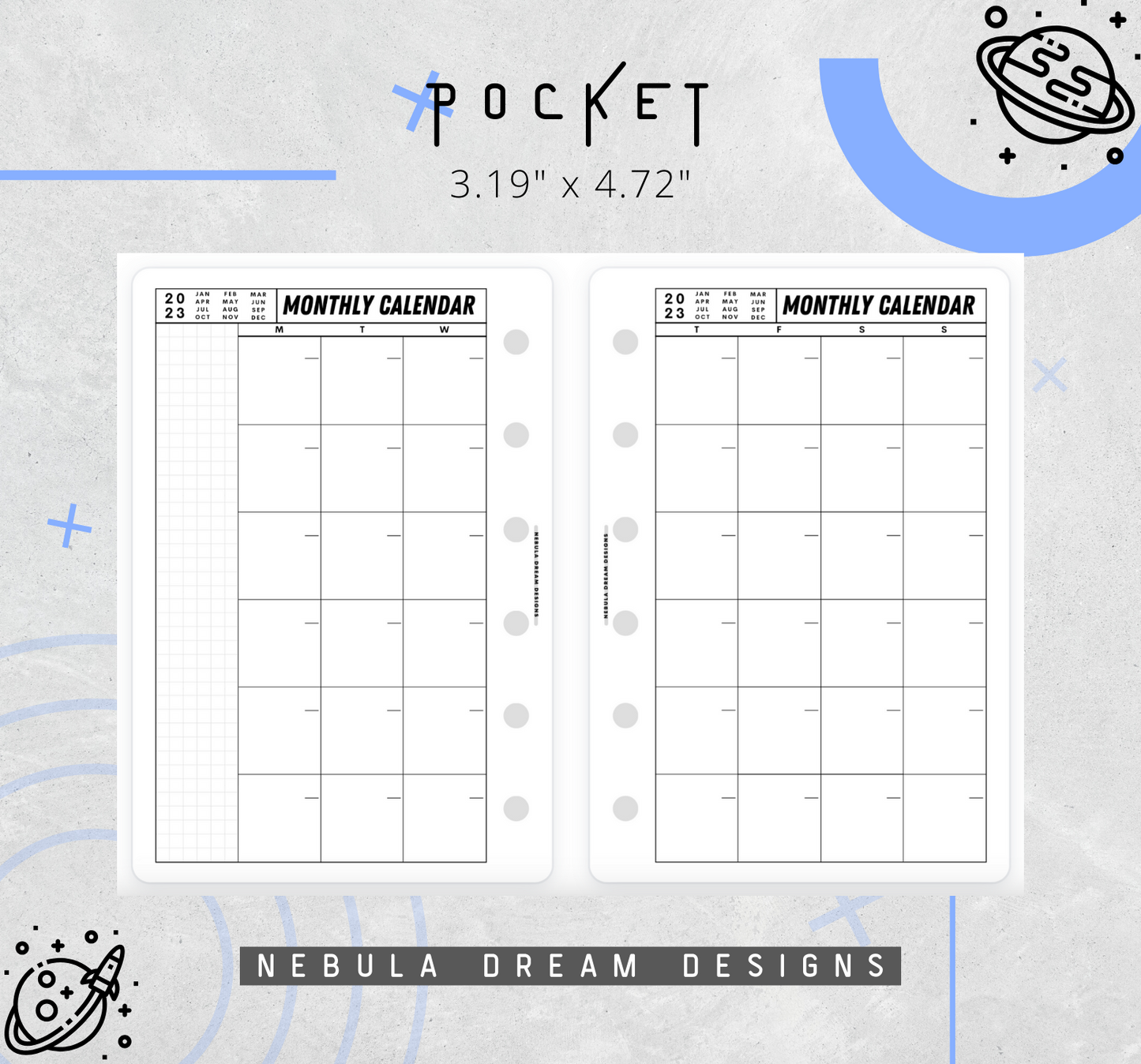 Nylo Inserts - Monthly Calendar