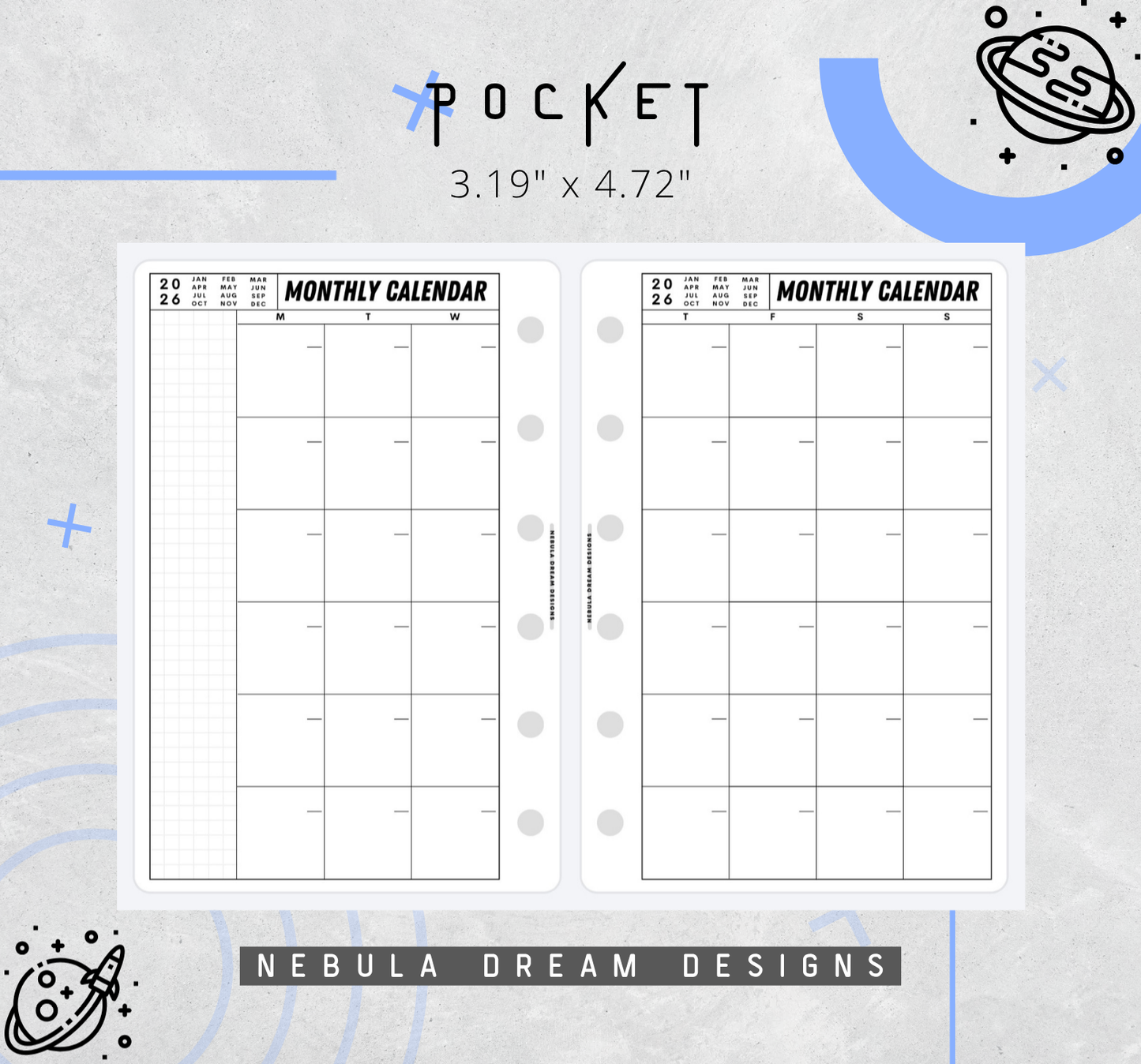 Nylo Inserts - Monthly Calendar