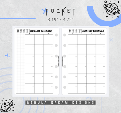 Nylo Inserts - Monthly Calendar