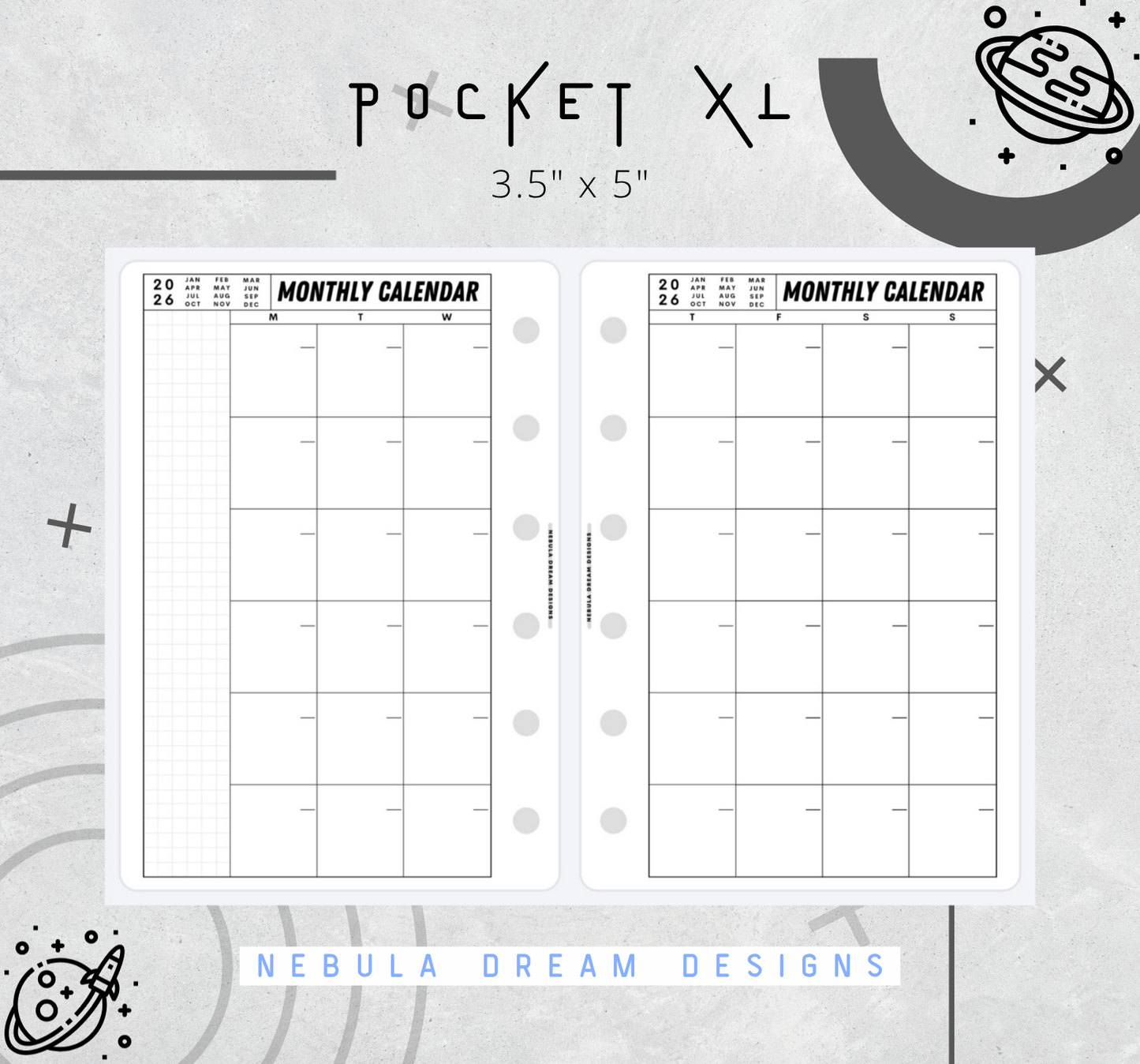 Nylo Inserts - Monthly Calendar