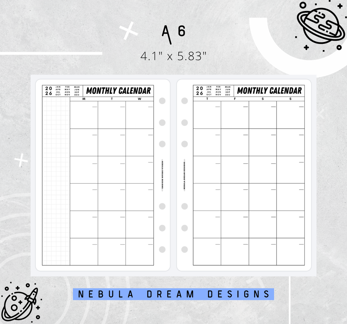 Nylo Inserts - Monthly Calendar