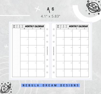 Nylo Inserts - Monthly Calendar