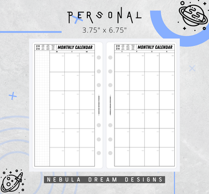 Nylo Inserts - Monthly Calendar