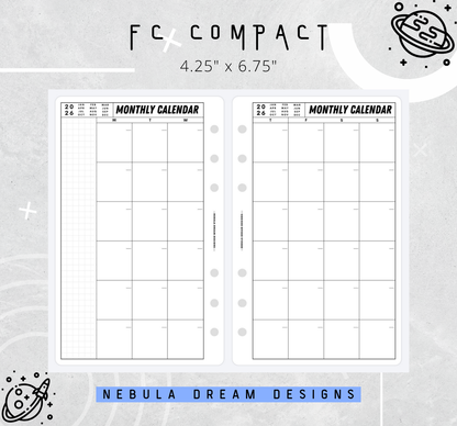 Nylo Inserts - Monthly Calendar