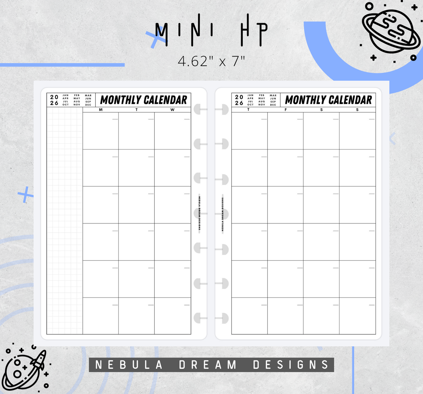 Nylo Inserts - Monthly Calendar