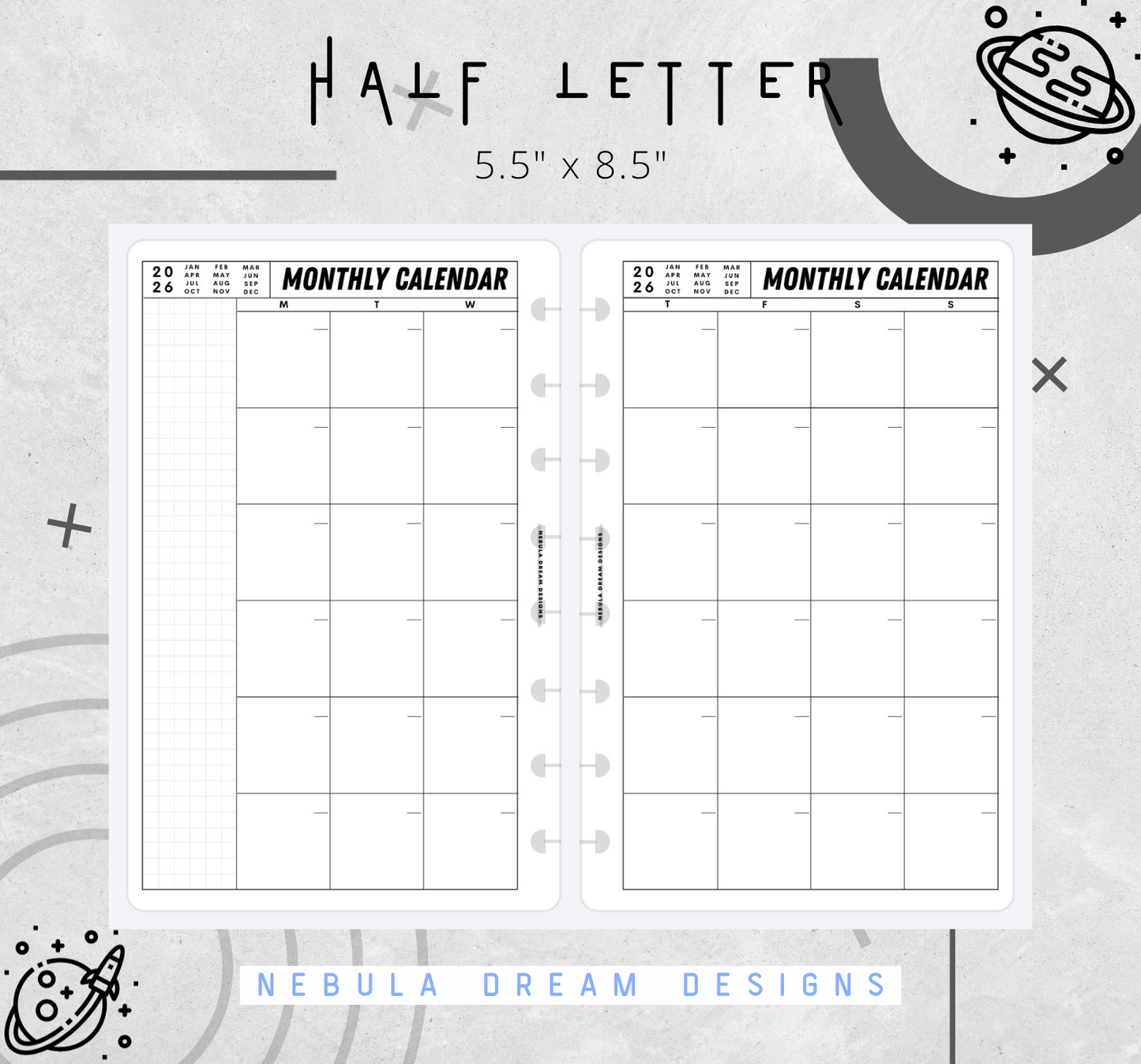 Nylo Inserts - Monthly Calendar