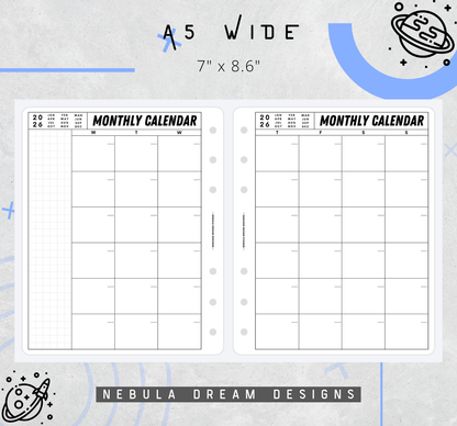 Nylo Inserts - Monthly Calendar