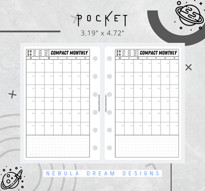 Nylo Inserts - Compact Monthly w/ Small Grid