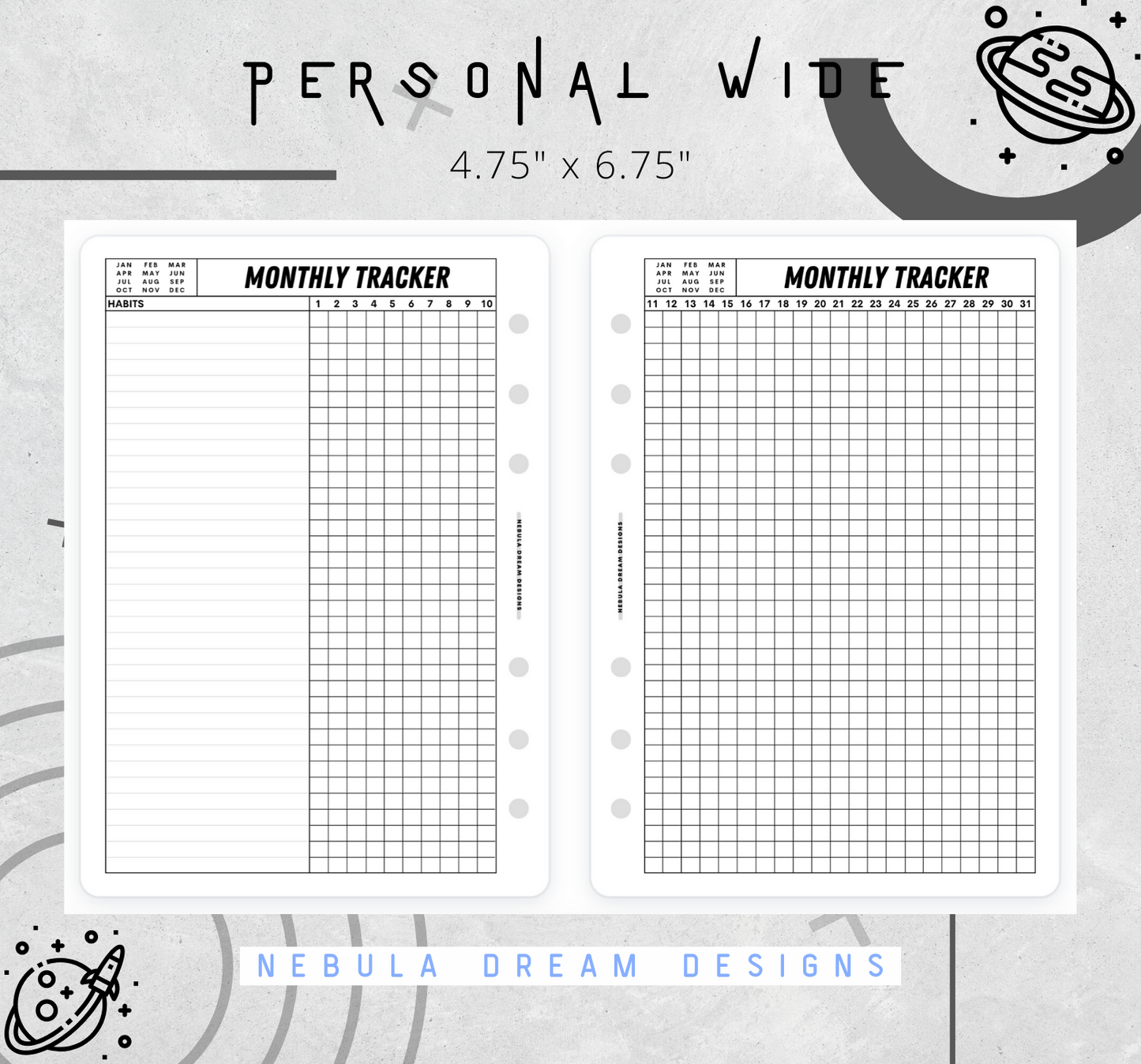 Nylo Inserts - Monthly Tracker