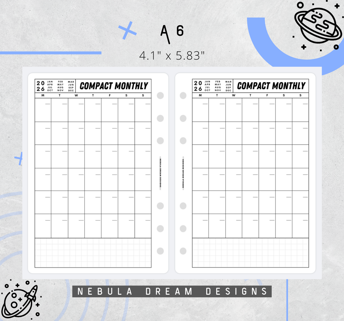 Nylo Inserts - Compact Monthly w/ Small Grid