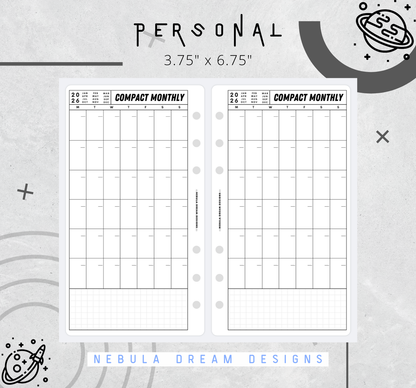 Nylo Inserts - Compact Monthly w/ Small Grid