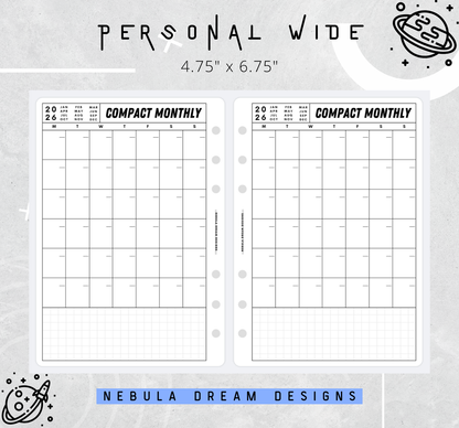 Nylo Inserts - Compact Monthly w/ Small Grid