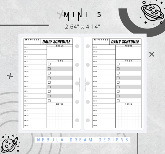 Nylo Inserts - Daily Schedule w/ Focus, To Do, Notes