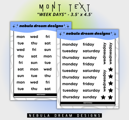 Mont Text Stickers - Week Days