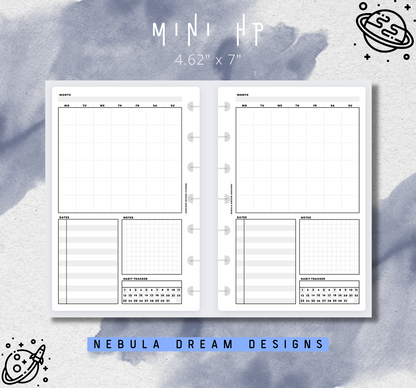 Minimal Inserts - MO1P Overview w/ Dates, Notes + Habit Tracker
